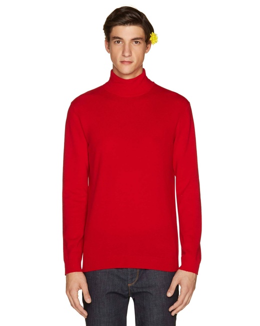 Мужская красная водолазка Benetton артикул 1002U2180 015 25A Фото ракурс 1 - Мужская красная водолазка Benetton артикул 1002U2180 015 25A