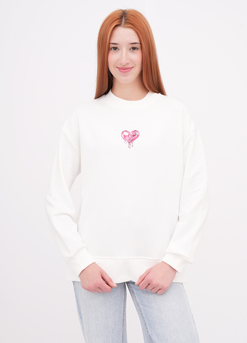 Фото ракурс 1 - Жіночий білий світшот EQUILIBRI артикул W231 036 000 White FW2025