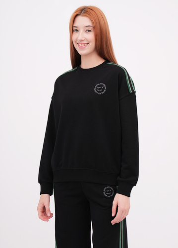 Фото ракурс 1 - Жіночий чорний світшот EQUILIBRI артикул W291 044 100 Black FW2025