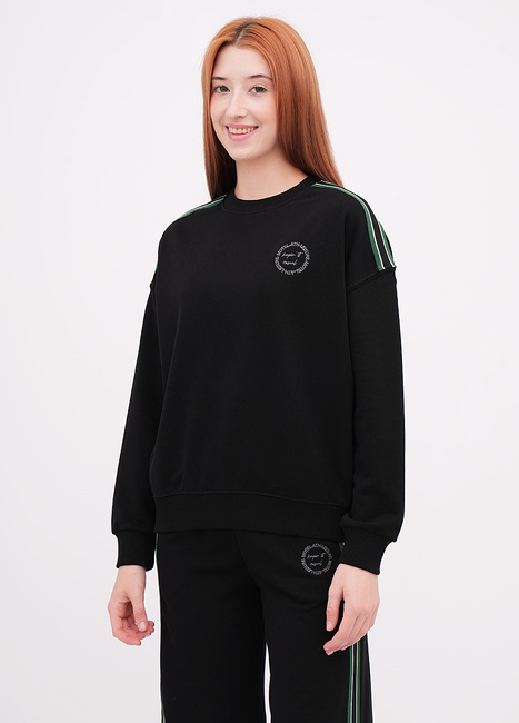 Фото ракурс 1 - Женский черный свитшот EQUILIBRI артикул W291 044 100 Black FW2025