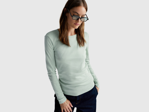 Фото ракурс 1 - Жіночий зелений лонгслів Benetton артикул 3GA2E16F9 22U 25A