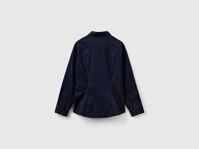 Фото ракурс 3 - Жіноча синя сорочка Benetton артикул 5AWRDQ03B 016 24A