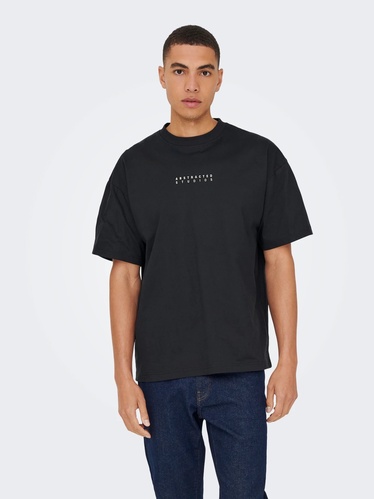 Фото ракурс 1 - Чоловіча чорна футболка ONLY & SONS артикул 22035566 Jet black FW2025