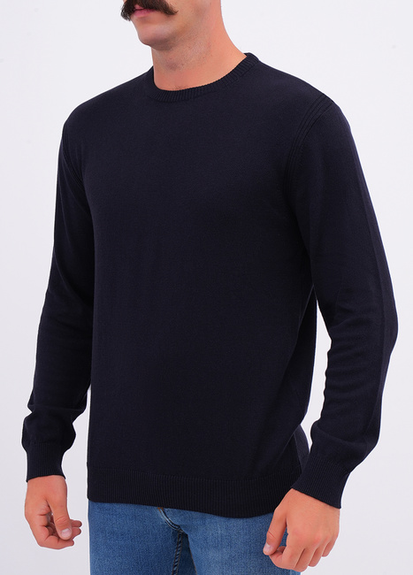 Фото ракурс 3 - Чоловічий синій джемпер EQUILIBRI артикул M345 002 000 NAVY BLUE FW2025