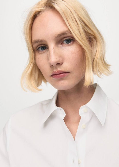 Женская молочная рубашка Mango артикул 27091246 02 2 season Фото ракурс 4 - Женская молочная рубашка Mango артикул 27091246 02 2 season