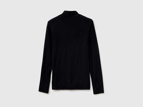 Фото ракурс 2 - Женская черная водолазка Benetton артикул 3LRU3M077 100 25A