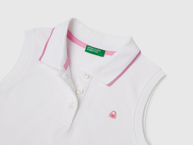 Біла сукня для дівчаток Benetton артикул 3F9HCV012.G 101 25E Фото ракурс 3 - Біла сукня для дівчаток Benetton артикул 3F9HCV012.G 101 25E