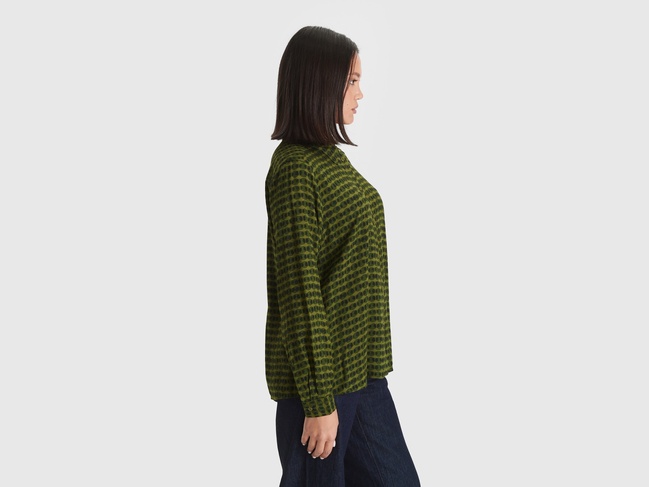 Фото ракурс 7 - Жіноча зелена сорочка Benetton артикул 5T17DQ0AZ 60B 25A