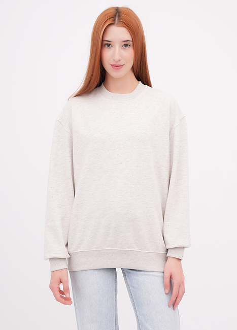 Женский серый свитшот EQUILIBRI артикул W231 039 000 Light grey FW2025 Фото ракурс 1 - Женский серый свитшот EQUILIBRI артикул W231 039 000 Light grey FW2025