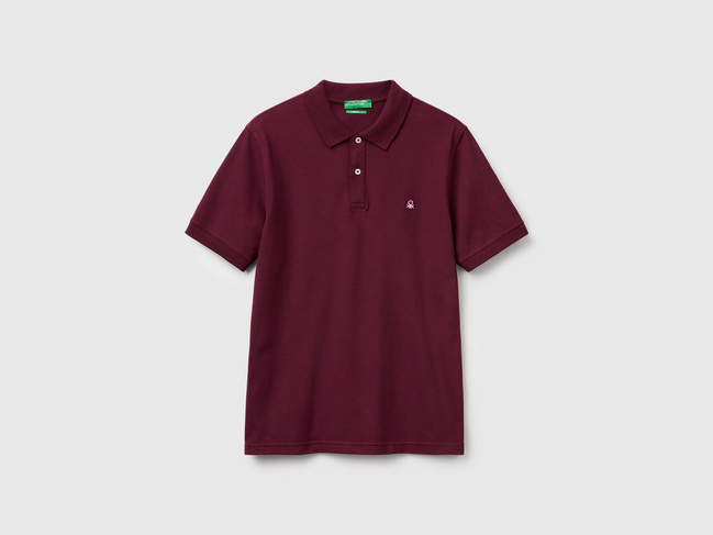 Чоловіча бордова футболка поло Benetton артикул 3WG9U301Z 34D 25A Фото ракурс 4 - Чоловіча бордова футболка поло Benetton артикул 3WG9U301Z 34D 25A