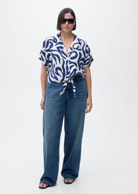 Фото ракурс 6 - Жіноча молочно-синя сорочка Mango артикул 87048646 02 8 season