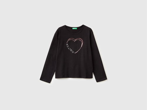 Фото ракурс 1 - Чорний лонгслів Benetton для дівчаток артикул 3ATNC10RG.G 100 25I