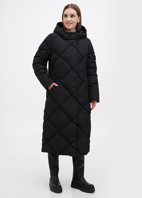 Фото ракурс 1 - Жіноче чорнe пальто EQUILIBRI  артикул NV Coat ST Black FW2024