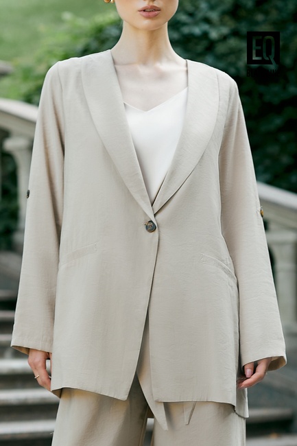 Жіночий бежевий пiджак EQUILIBRI артикул BW491007 100 Beige SS2025 Фото ракурс 1 - Жіночий бежевий пiджак EQUILIBRI артикул BW491007 100 Beige SS2025