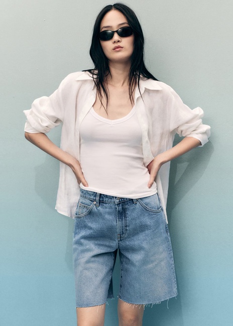 Фото ракурс 4 - Женские синие шорты Mango артикул 17081193 TM 1 season