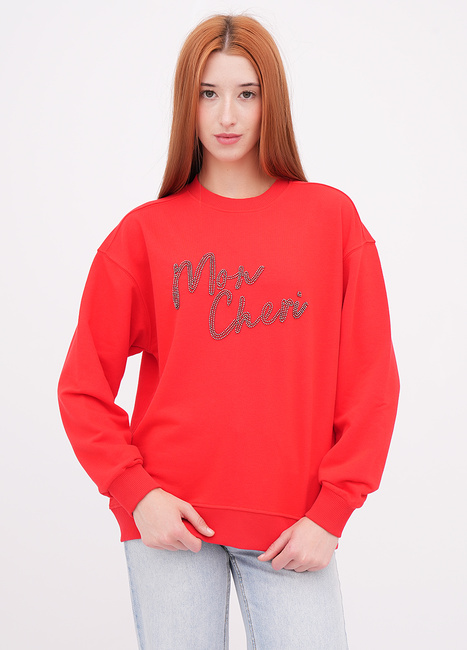 Женский красный свитшот EQUILIBRI артикул W231 040 000 Red FW2025 Фото ракурс 1 - Женский красный свитшот EQUILIBRI артикул W231 040 000 Red FW2025