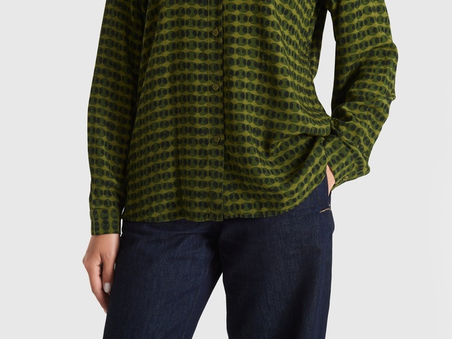Фото ракурс 3 - Жіноча зелена сорочка Benetton артикул 5T17DQ0AZ 60B 25A