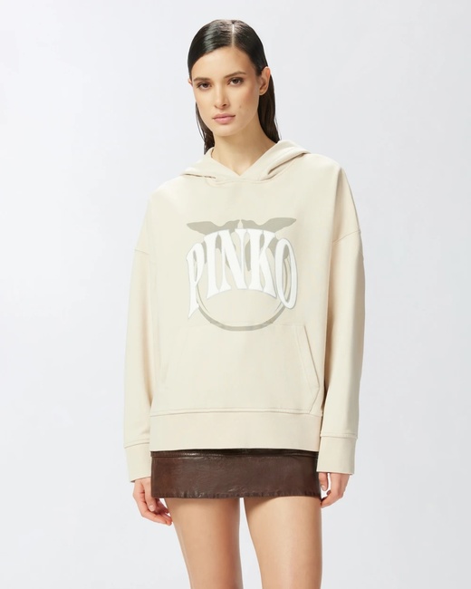 Женское белое худи Pinko артикул 104623-A2CU C03 SS2025 Фото ракурс 1 - Женское белое худи Pinko артикул 104623-A2CU C03 SS2025