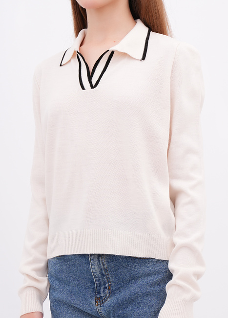 Фото ракурс 3 - Жіноча біла футболка поло EQUILIBRI артикул W314 014 000 White FW2025