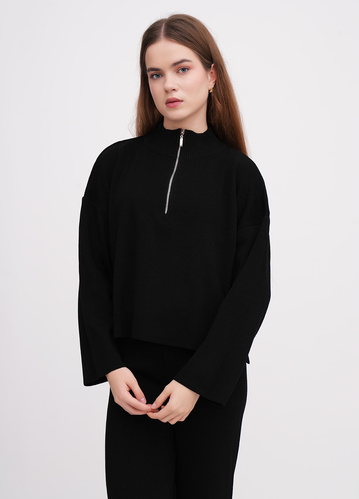 Фото ракурс 1 - Женский черный свитер EQUILIBRI артикул W391 051 100 Black FW2025