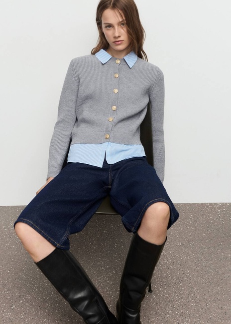 Жіночий сірий кардиган Mango артикул 17035796 92 1 season Фото ракурс 5 - Жіночий сірий кардиган Mango артикул 17035796 92 1 season