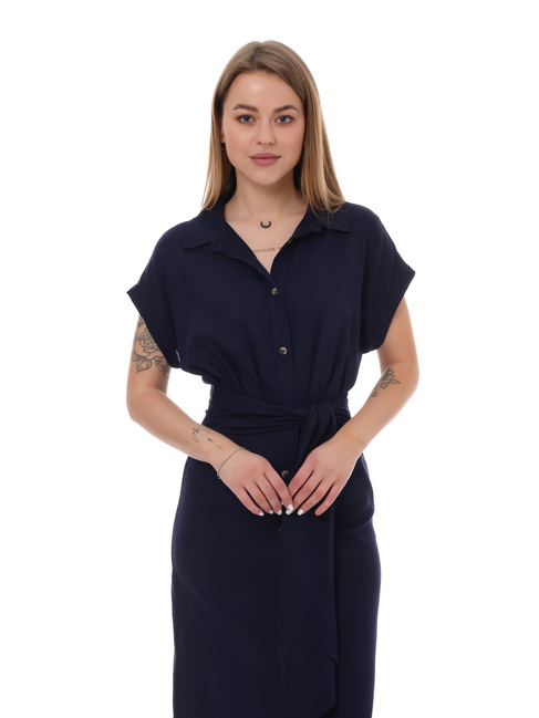 Фото ракурс 3 - Женское синее платье EQUILIBRI артикул W452 093 000 NAVY BLUE SS2025