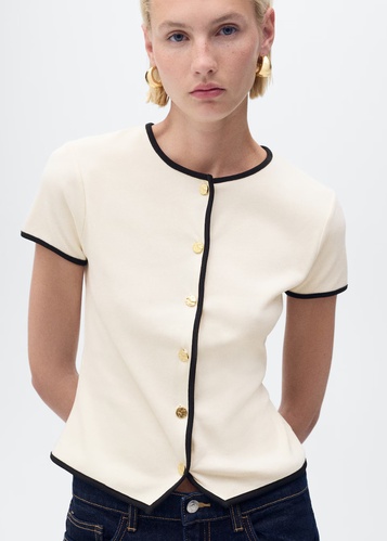 Фото ракурс 1 - Женская молочная футболка Mango артикул 17094083 05 1 season