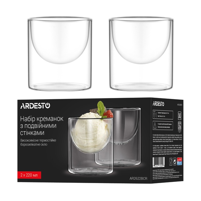 Фото ракурс 5 - Прозорий набір креманок Ardesto артикул AR2622BCR No color FW2025