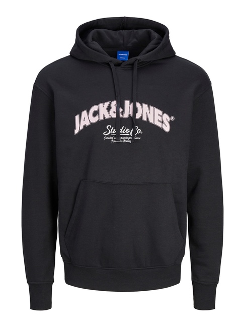 Фото ракурс 3 - Мужское чёрное худи Jack & Jones  артикул 12262919 Black FW2024