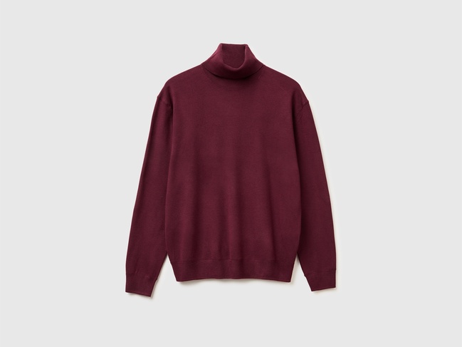 Мужская бордовая водолазка Benetton артикул 110XU2025 34D 25A Фото ракурс 6 - Мужская бордовая водолазка Benetton артикул 110XU2025 34D 25A