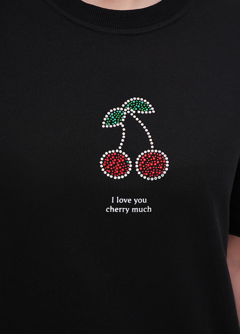 Фото ракурс 4 - Женская черная футболка EQUILIBRI артикул W213 101 000 Black FW2025