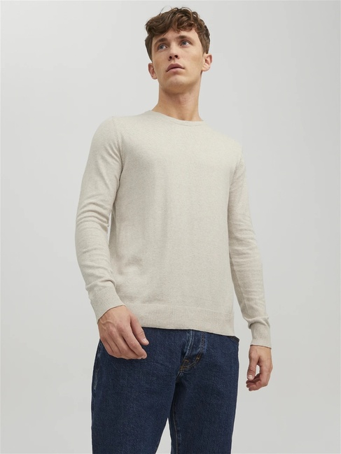 Фото ракурс 1 - Мужской бежевый джемпер Jack & Jones  артикул 12208364 Oatmeal FW2024