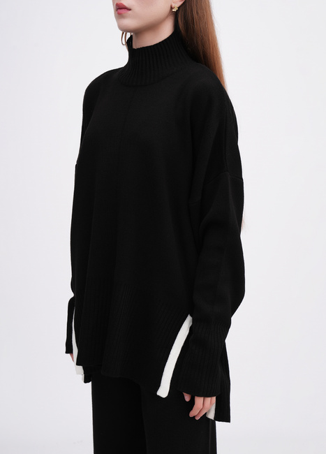 Фото ракурс 3 - Жіночий чорний светр EQUILIBRI артикул W391 042 100 Black FW2025