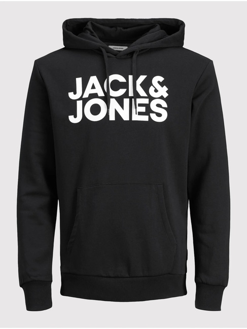 Фото ракурс 1 - Чоловіче чорнe худі Jack & Jones артикул 12152840 Black FW2024