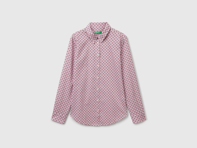 Фото ракурс 4 - Женская розовая рубашка Benetton артикул 5Q6SDQ0AY 66F 25P