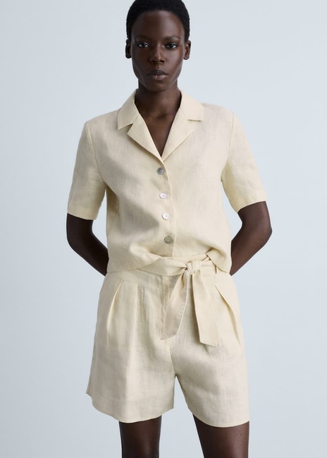 Жіночі бежеві шорти Mango артикул 87040591 08 8 season Фото ракурс 1 - Жіночі бежеві шорти Mango артикул 87040591 08 8 season