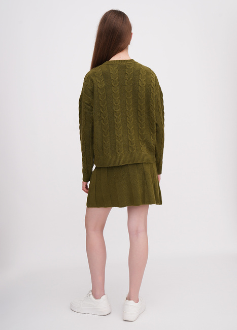 Фото ракурс 4 - Жіночий зелений светр EQUILIBRI артикул NW391001 100 Green FW2025