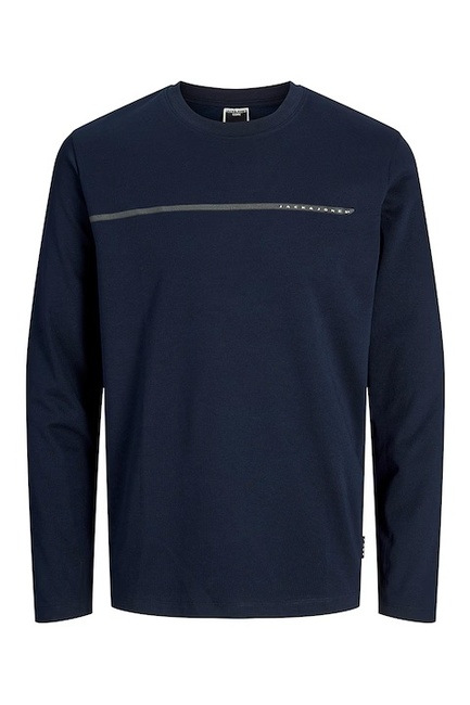 Фото ракурс 4 - Чоловічий синій лонгслів Jack & Jones артикул 12273134 Sky Captain SS2025