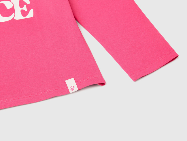 Розовый лонгслив для девочек Benetton артикул 35RYC10Q7.G 1A2 25A Фото ракурс 3 - Розовый лонгслив для девочек Benetton артикул 35RYC10Q7.G 1A2 25A