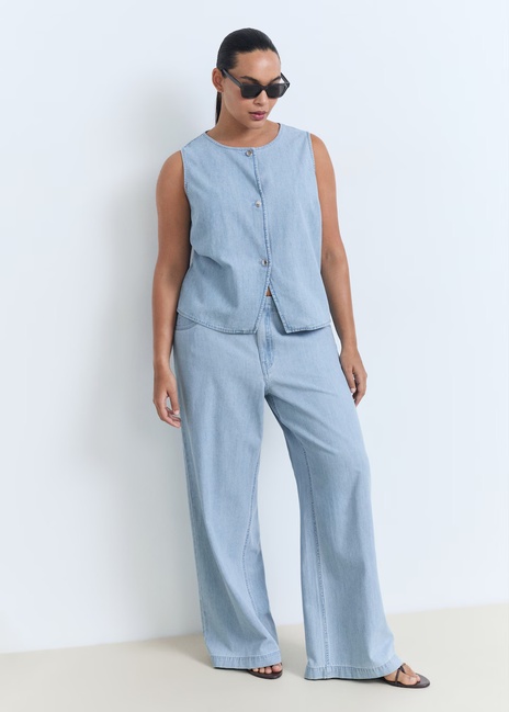 Женский голубой жилет Mango артикул 17071205 TC 1 season Фото ракурс 4 - Женский голубой жилет Mango артикул 17071205 TC 1 season