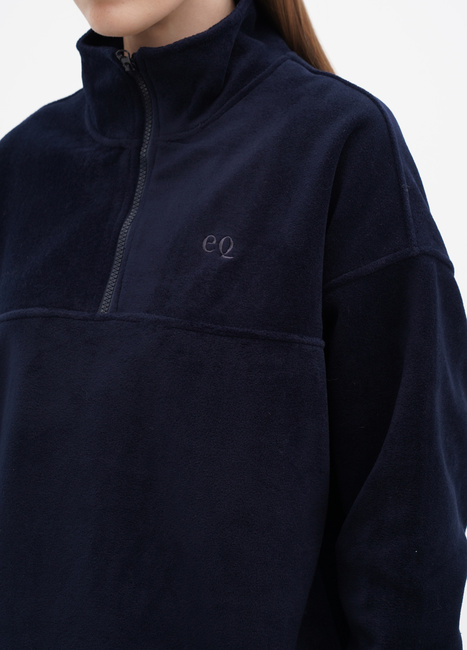 Фото ракурс 4 - Женский синий свитшот EQUILIBRI  артикул El PL Sweat EQ NAVY BLUE FW2024