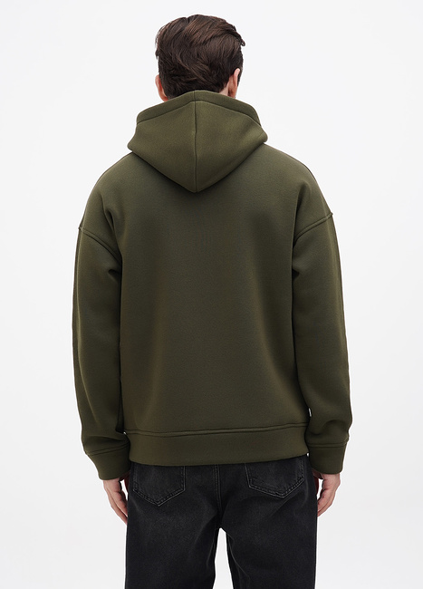 Фото ракурс 2 - Мужское хаки худи EQUILIBRI артикул M OD Hoody Fleece Zip Khaki FW2023