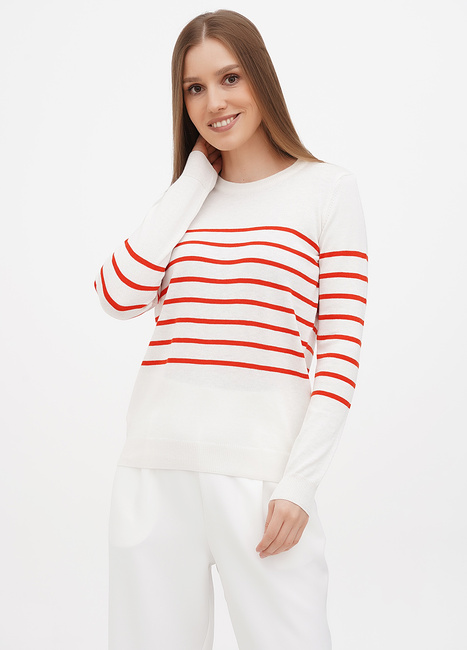 Фото ракурс 1 - Жіночий молочний світшот EQUILIBRI  артикул PC Sweater Strip MILK SS2024