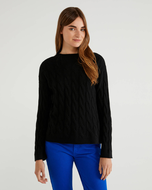 Фото ракурс 1 - Женский серый свитер Benetton артикул 1335D2467 700 25A