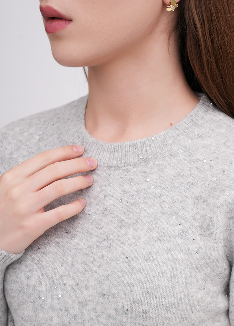 Жіночий сірий светр EQUILIBRI артикул BW342002 000 Light grey FW2025 Фото ракурс 4 - Жіночий сірий светр EQUILIBRI артикул BW342002 000 Light grey FW2025