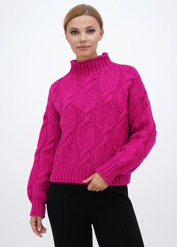 Фото ракурс 1 - Женский розовый свитер EQUILIBRI артикул W342 027 000 Fucsia FW2024