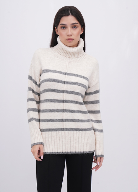 Жіночий молочний светр EQUILIBRI артикул W342 008 001 MILK FW2025 Фото ракурс 1 - Жіночий молочний светр EQUILIBRI артикул W342 008 001 MILK FW2025