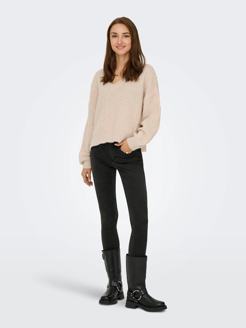 Женский бежевый свитер Only артикул 15351899 Cement FW2025 Фото ракурс 5 - Женский бежевый свитер Only артикул 15351899 Cement FW2025