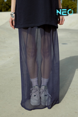 Фото ракурс 1 - Женская синяя юбка EQUILIBRI артикул NW291003 200 NAVY BLUE SS2026