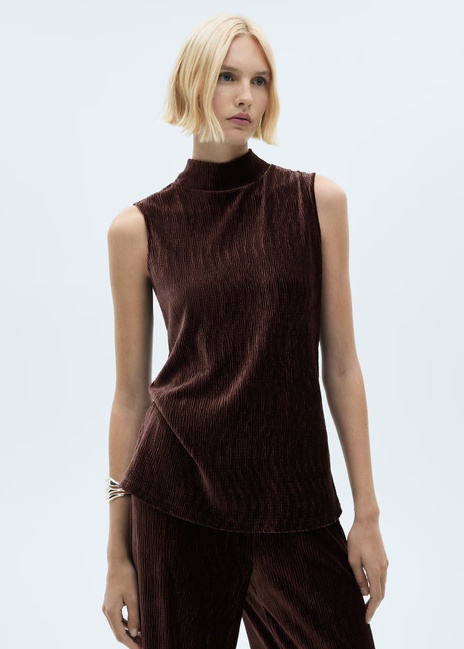 Фото ракурс 1 - Жіночий бордовий топ Mango артикул 77009086 78 7 season